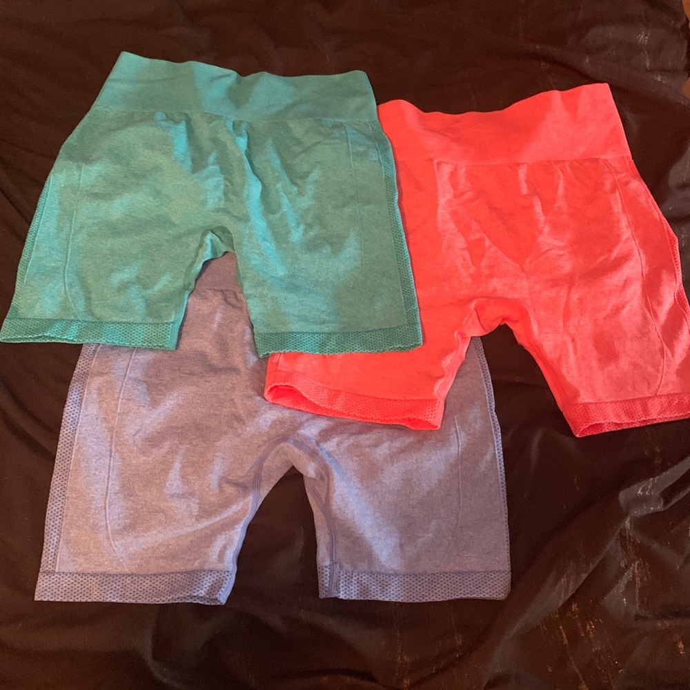 3 pack workout booty shaping shorts